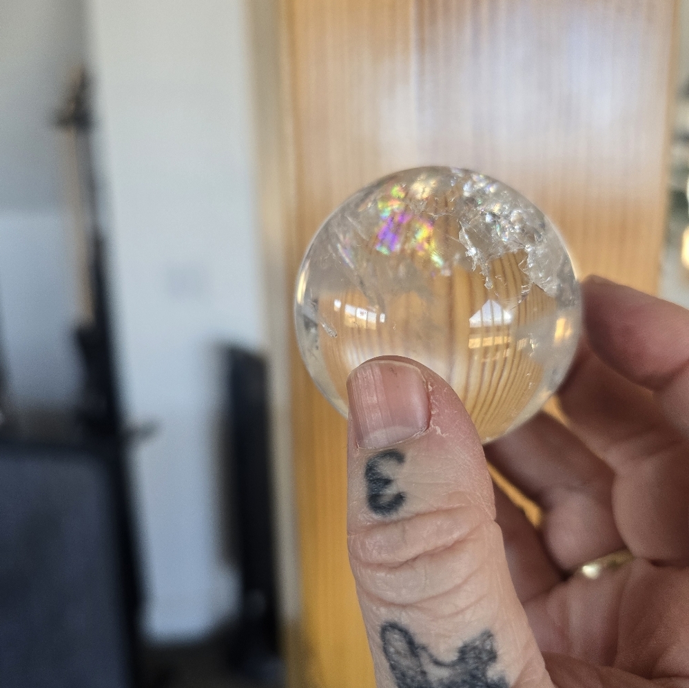 Quartz Crystal Sphere loads of fairy Rainbow Inclusions - Picture 9 of 11